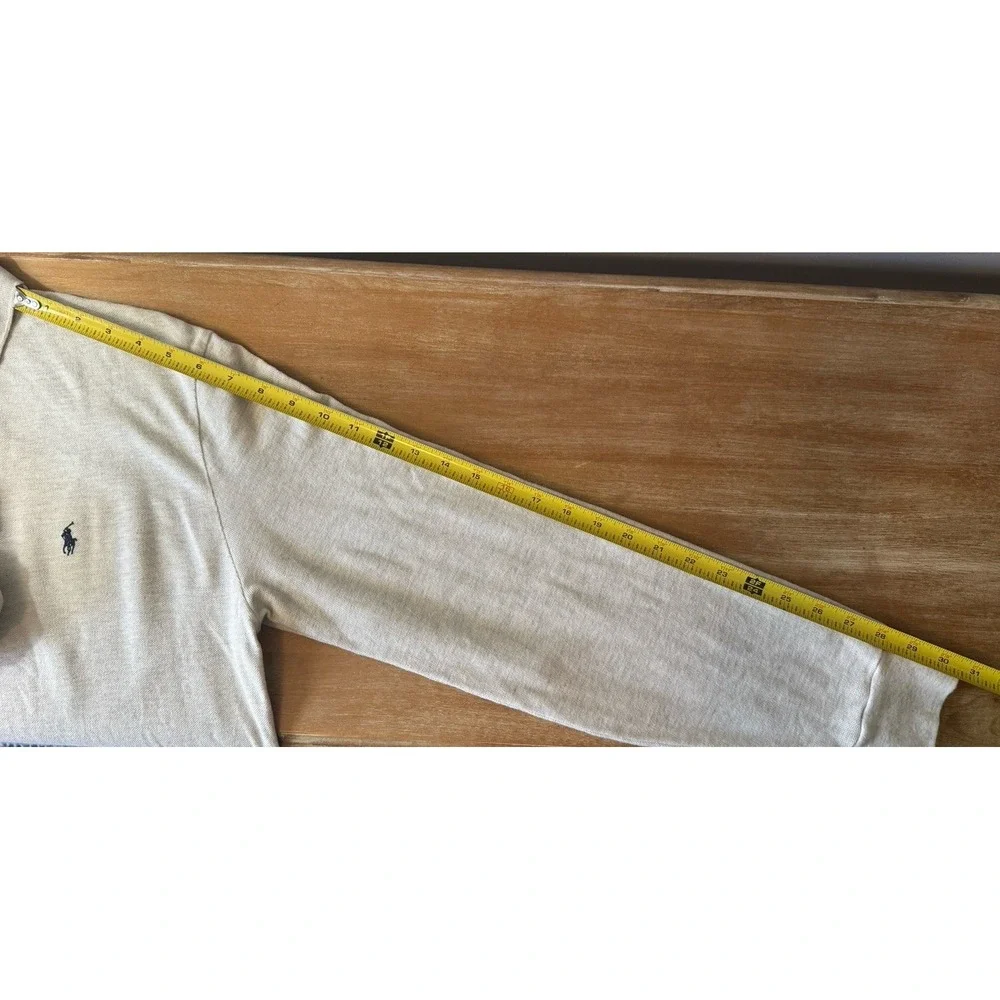 Polo Ralph Lauren Classic Fit Oatmeal Cotton Pique Long Sleeve Polo Shirt MED.